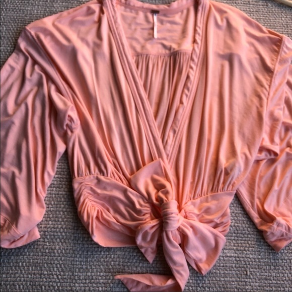 NWOT Free People long sleeve top with waist bow - Picture 3 of 8